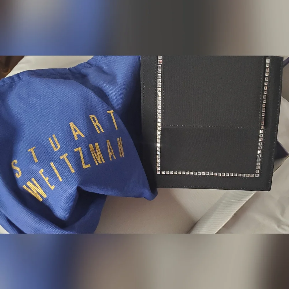 NWT STUART WEITZMAN-Small-black Fabric bag -magnetic snap crossbody evening bag - Picture 3 of 13